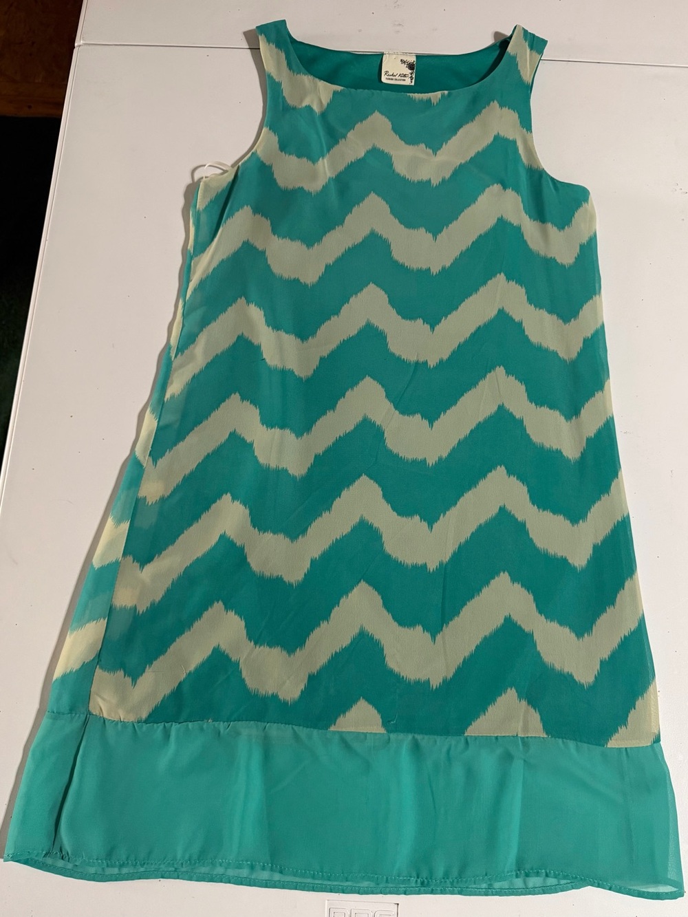 Rachel Kate Teal and Cream Chevron Shift Dress for Kids